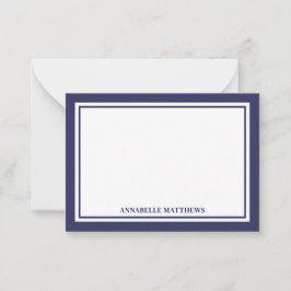 Tarjeta Pequeña Minimalist Navy Blue Two Border Monogram