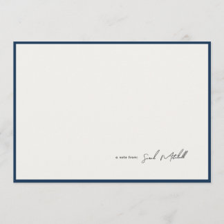 Tarjeta Pequeña Minimalist Navy Border Personalized Script