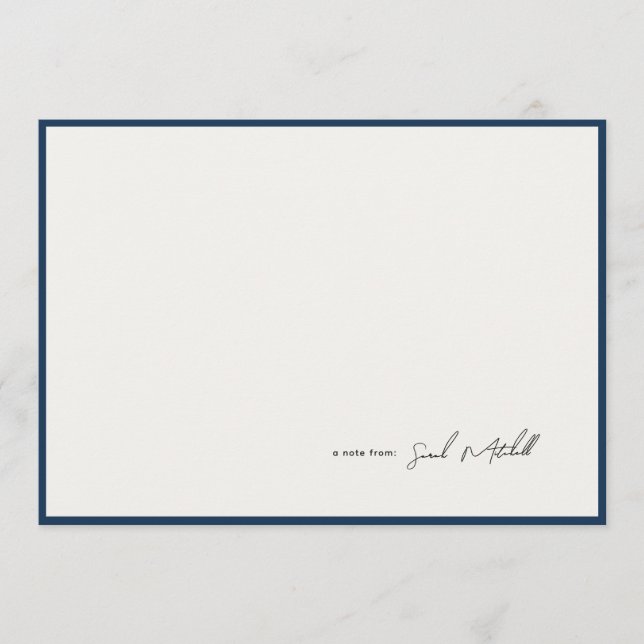 Tarjeta Pequeña Minimalist Navy Border Personalized Script (Anverso)