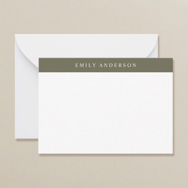 Tarjeta Pequeña Minimalist Olive Green Elegant Monogram (Subido por el creador)