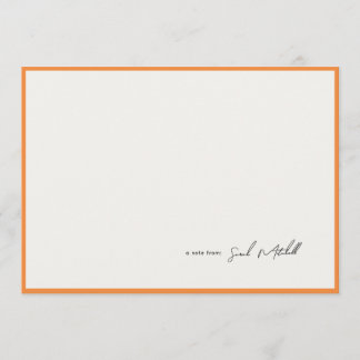 Tarjeta Pequeña Minimalist Orange Border Personalized Script