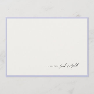 Tarjeta Pequeña Minimalist Periwinkle Border Personalized Script