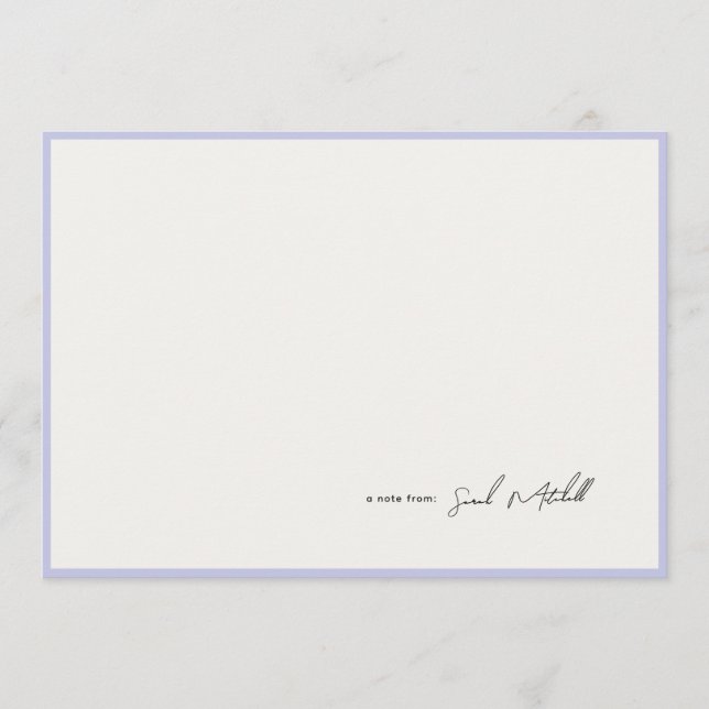Tarjeta Pequeña Minimalist Periwinkle Border Personalized Script (Anverso)