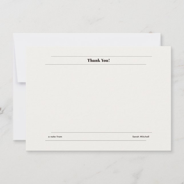 Tarjeta Pequeña Minimalist Personalized Thank You Card (Anverso)