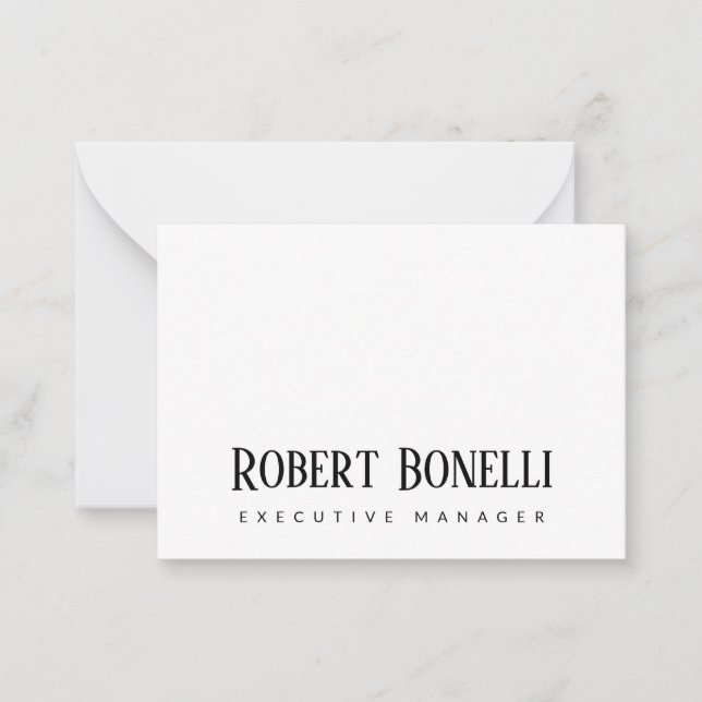 Tarjeta Pequeña Minimalist Plain Black & White Modern Plain (Anverso)