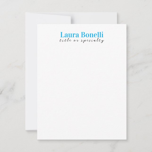 Tarjeta Pequeña Minimalist Professional Modern Plain Name Title (Anverso)