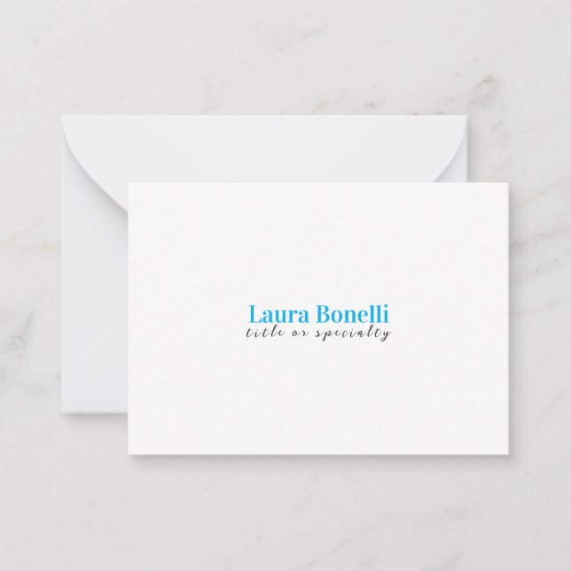 Tarjeta Pequeña Minimalist Professional Modern Plain Name Title (Anverso)