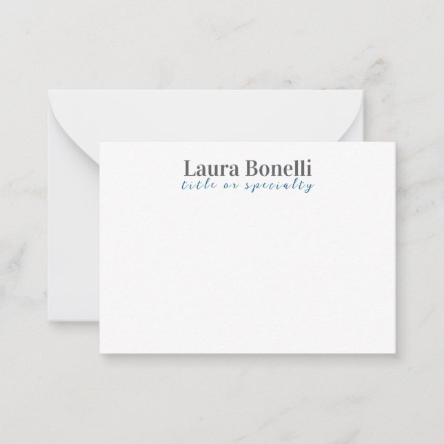Tarjeta Pequeña Minimalist Professional Modern Plain Name Title (Anverso)