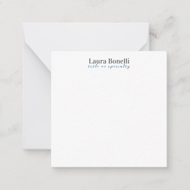 Tarjeta Pequeña Minimalist Professional Modern Plain Name Title (Anverso)