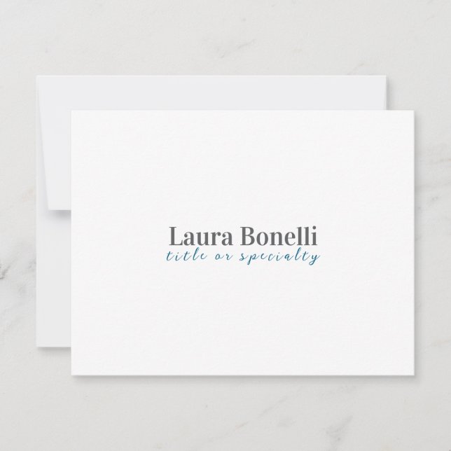 Tarjeta Pequeña Minimalist Professional Modern Plain Name Title (Anverso)