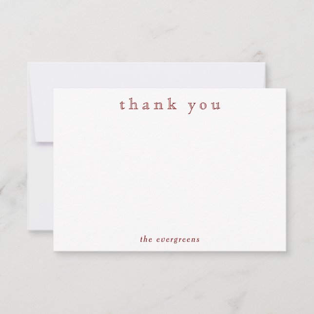 Tarjeta Pequeña Minimalist Thank You Couples or Family Stationery (Anverso)