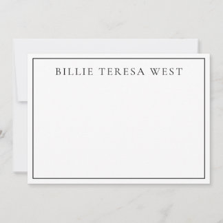 Tarjeta Pequeña Minimalist White | Modern Simple Border Monogram