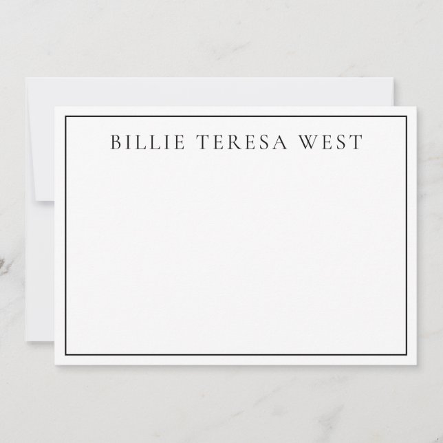 Tarjeta Pequeña Minimalist White | Modern Simple Border Monogram (Anverso)