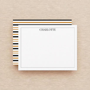 Tarjeta Pequeña Minimalista Black & Brown Stripes Moda Classic