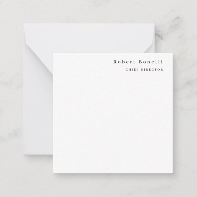 Tarjeta Pequeña Minimalista Blanco Moderno Liso (Anverso)