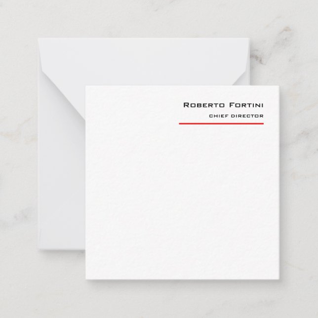 Tarjeta Pequeña Minimalista Blanco Rojo Moderno (Anverso)