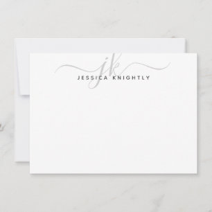 Tarjeta Pequeña Minimalista de las iniciales del monograma platead