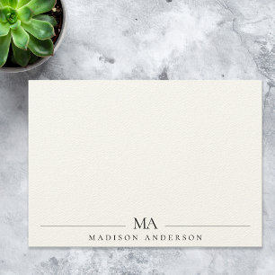 Tarjeta Pequeña Minimalista Ecru Monograma profesional moderno