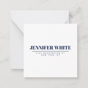 Tarjeta Pequeña Minimalista elegante azul y blanco retro plano