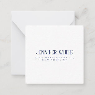 Tarjeta Pequeña Minimalista elegante azul y blanco retro plano