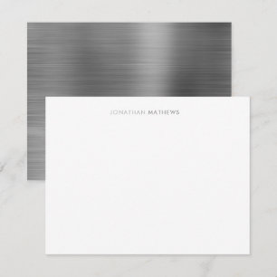 Tarjeta Pequeña Minimalista elegante cepillado Metalizado gris pla