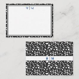 Tarjeta Pequeña Minimalista Estético con Bordes y Monograma Negro