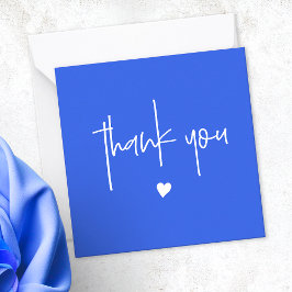 Tarjeta Pequeña Minimalista Gracias Corazón Azul Real Compacto