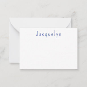 Tarjeta Pequeña Minimalista Llanura Azul Blanco Elegante Nombre Mo