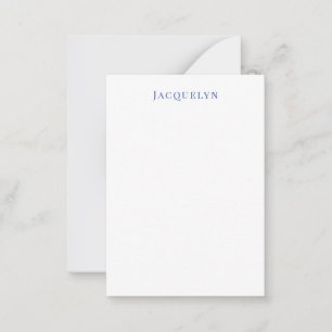 Tarjeta Pequeña Minimalista Llanura Azul Blanco Elegante Nombre Mo