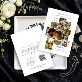 Tarjeta Pequeña Minimalista Moderno Collage de 9 Fotos de Boda TLW