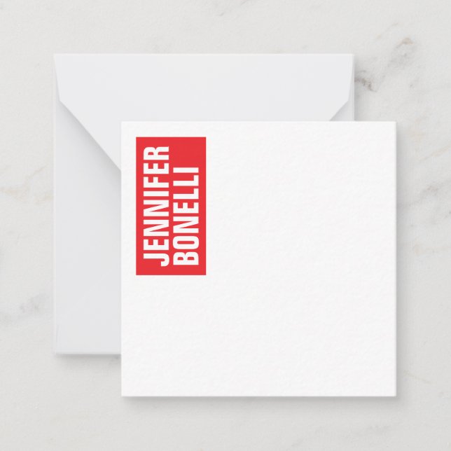 Tarjeta Pequeña Minimalista moderno y audaz blanco rojo (Anverso)