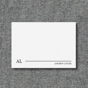Tarjeta Pequeña Minimalista Monograma de Línea en Negro y Blanco p