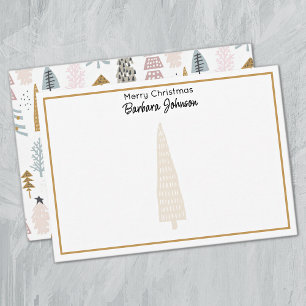 Tarjeta Pequeña Minimalista Navidad de árboles ilustrados 3,5x5 pu