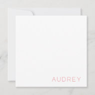 Tarjeta Pequeña Minimalista nombre de monograma personalizado rosa