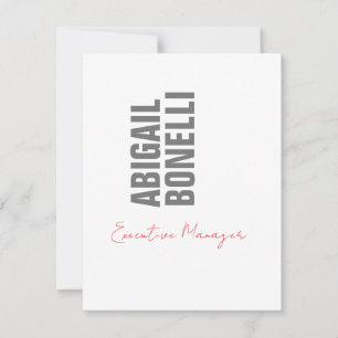 Tarjeta Pequeña Minimalista profesional audaz moderno gris blanco