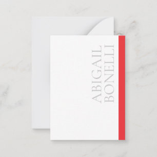 Tarjeta Pequeña Minimalista profesional audaz moderno gris rojo bl