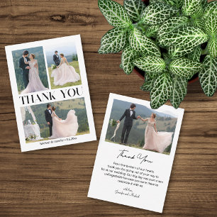 Tarjeta Pequeña mínimo 4 fotos collage boda de moda gracias