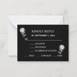 Tarjeta Pequeña Mínimo, Elegante, Negro y Blanco con Respuesta de