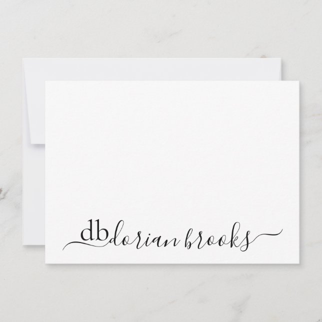 Tarjeta Pequeña Mínimo Moderno Guión Swash Script Monograma Con In (Anverso)