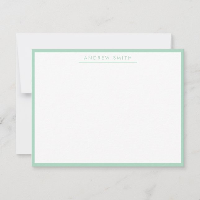 Tarjeta Pequeña Mint Green Línea Simple Moderna Clásica Minimalist (Anverso)