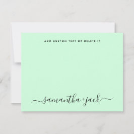 Tarjeta Pequeña Mint Green Stylish Script Elegant Minimalist