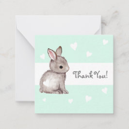 Tarjeta Pequeña Mint Heart Bunny Baby Shower Gracias Notecards