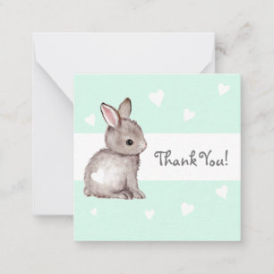 Tarjeta Pequeña Mint Heart Bunny Baby Shower Gracias Notecards