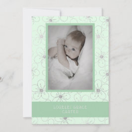 Tarjeta Pequeña Mint Wildflowers Silver Photo Naming Ceremony
