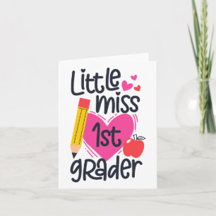 Tarjeta Pequeña Miss 1er Grader Primer Día De Hola Primer