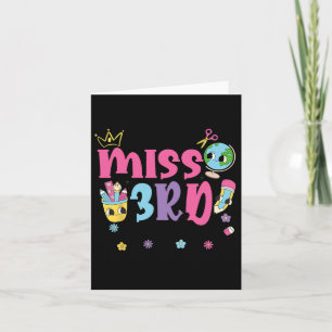 Tarjeta Pequeña Miss 3 Grader Primer Día De Escuela Kawaii
