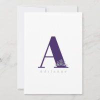 Miss Pageant Bridal Crown Flat Note Card-Purple