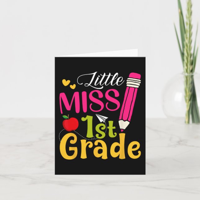 Tarjeta Pequeña Miss Primer Grado De Vuelta A La Escuela H (Anverso)