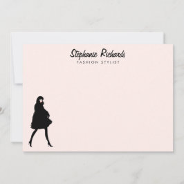 Tarjeta Pequeña Mod Fashion Chica Boutique Pink Flat Notecard