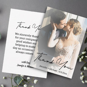Tarjeta Pequeña moda boda manuscrita foto gracias
